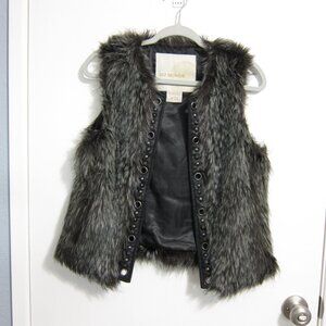 Du Monde Dark Gray Faux Fur Vest Sz S